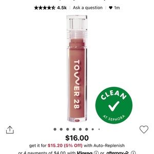 Tower 28 Cashew lip gloss